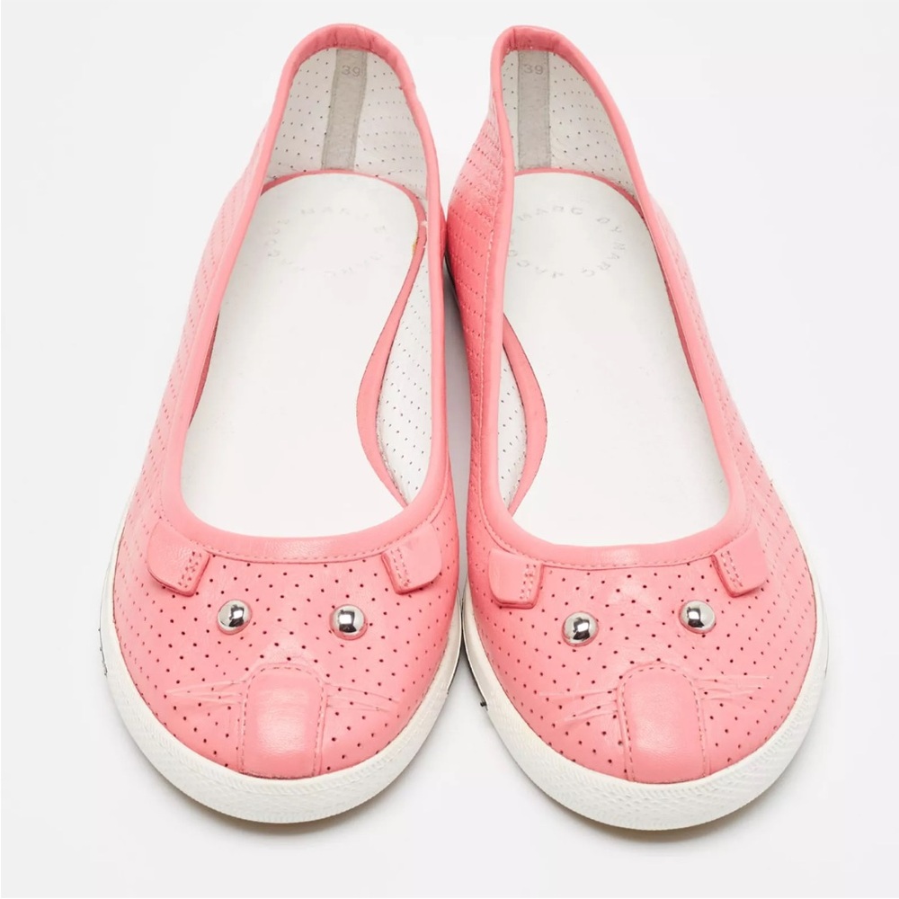 Marc by Marc Jacobs Pink Perforated Leather Mouse Flats Size 39